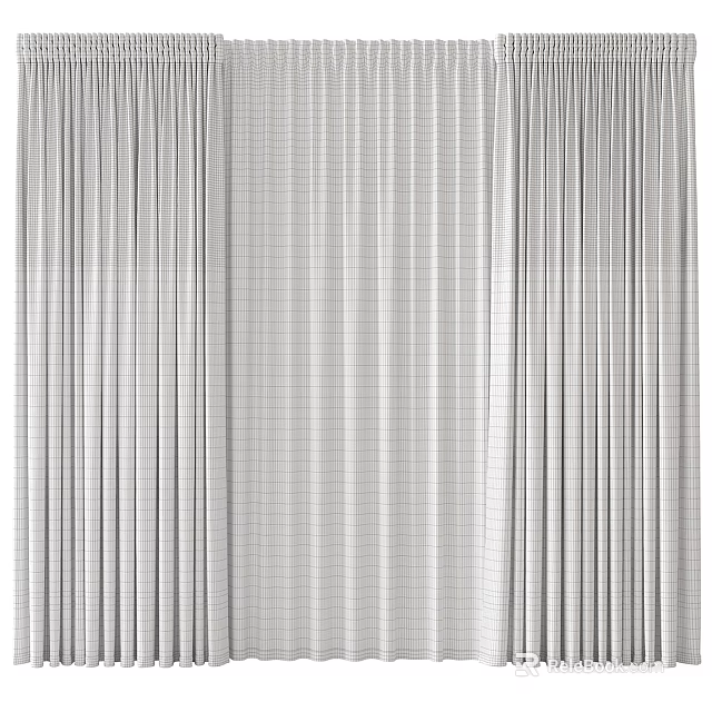 Light Gray Vertical Striped Modern Curtain With Soft Fabric And Elegant Texture 3d model 