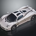 Silver Supercar with Streamlined Body Aerodynamic Design Large Wheels and Rear Spoiler