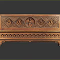 Elegant Antique Wooden Bench With Intricate Carved Backrest And Decorative Legs