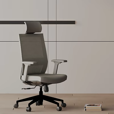 Modern Gray Office Chair With Mesh Back Adjustable Armrests And Swivel Base 3d model