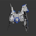 Space Themed Mech Robot For Cosmic Exploration With White Blue Gray Armor And Shield