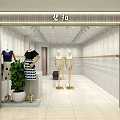 Modern Clothing Store Interior With Mannequins Clothing Display And Green Plant