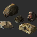 Natural Stones and Wood Samples with Various Textures and Diverse Natural Shapes
