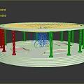Garden Landscape Circular Structure With Columns Latticed Roof Small Tree And Stepped Base Design
