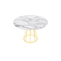 Round White Marble Dining Table With Gold Metal Base And Modern Design 3d model
