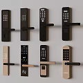Modern Door Handles with Various Designs in Black and Beige Including Keypad Styles