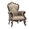 Luxurious European Style Single Sofa With Carved Accents Dark Wood Frame And Patterned Fabric Upholstery
