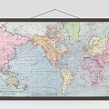 Colorful World Map Wall Decor With Vintage Design And Hanging Frame