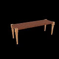 Public Bench With Woven Wooden Seat And Simple Wooden Legs For Public Space Use