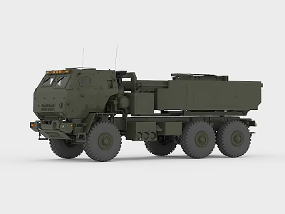 Military Green Functional Vehicle With Multi Wheel And Heavy Duty Cargo Compartment 3d model