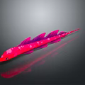 Vibrant Pink Spotted Fish With Slender Body Multiple Fins On Grey Background And Reflection