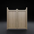 Natural Wooden Double Panel Gate With Vertical Slats And Simple Design 3d model