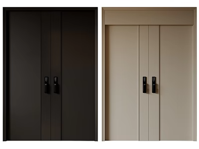 Modern Black And Beige Double Doors Design For Interior Spaces 3d model