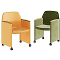 Orange And Green Accent Leisure Chairs With Armrests And Rolling Casters