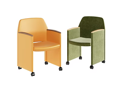 Orange And Green Accent Leisure Chairs With Armrests And Rolling Casters 3d model