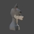 Detailed 3D Rendered Wolf Character Head With Purple Eyes For Game And Movie