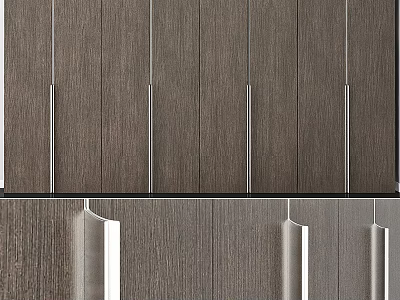 Modern Wooden Wardrobe With Sleek Metal Handles And Panel Doors Design 3d model