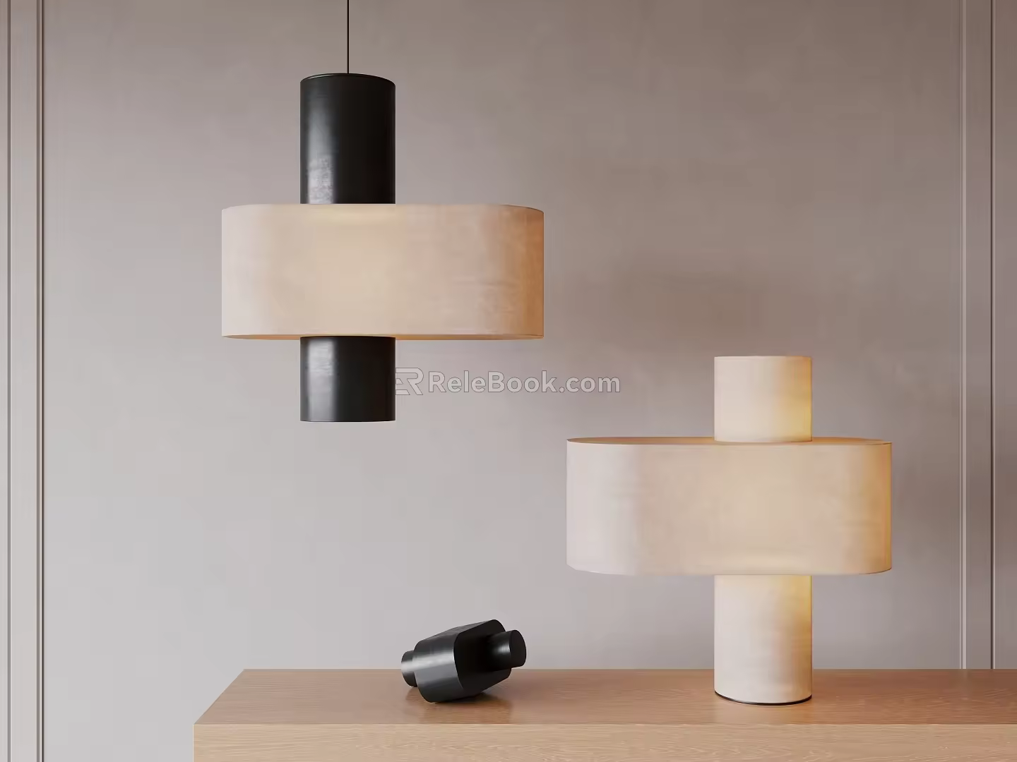 Quiet lamp combination canvas table lamp 3d model