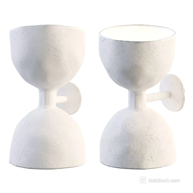Set of Two White Textured Modern Wall Lamps for Home Interior Lighting 3d model 