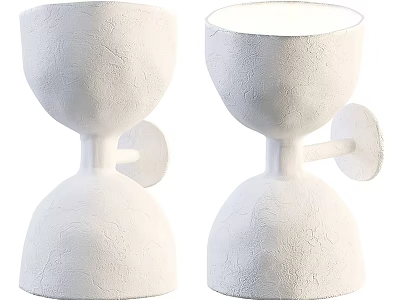 Set of Two White Textured Modern Wall Lamps for Home Interior Lighting 3d model