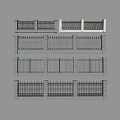 Various Decorative Iron Fence Designs With White Posts And Ornate Railings 3d model