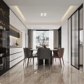 Modern Living and Dining Room Interior Design With Sofa Coffee Table TV Wall And Ambient Lighting