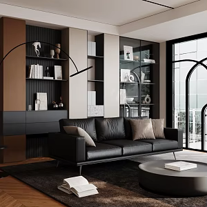 Living room sofa coffee table carpet decoration 3d model