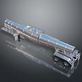Silver Tanker Truck With Multiple Cylindrical Tanks And Reflective Surface On Black Background