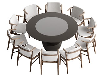 New Chinese Dining Table and Chair 3d model