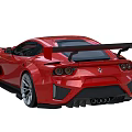 Red Modified Ferrari Sports Car With Rear Spoiler And Sporty Aerodynamic Design