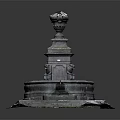 Decorative Stone Garden Fountain With Square Base Round Basin And Ornate Top