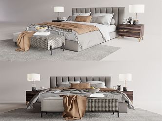 Modern Double Bed 3d model