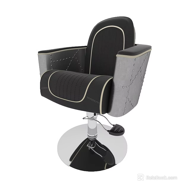 Modern Massage Chair With Black Gray Upholstery Stitched Design And Metal Base 3d model 