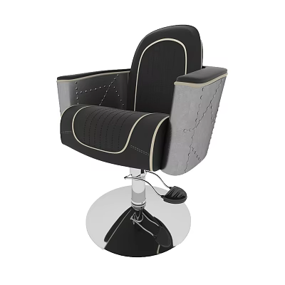 Modern Massage Chair With Black Gray Upholstery Stitched Design And Metal Base 3d model
