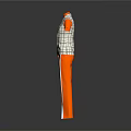 Gray White Plaid Vest With Black Buttons Orange Sleeves And Orange Pants White Stripes