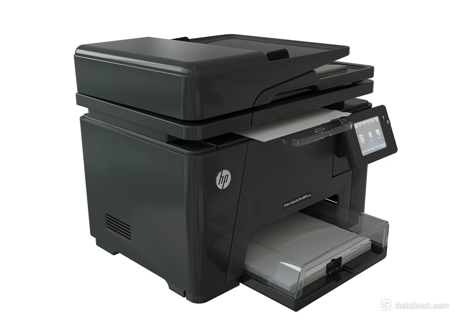HP Black Multifunction Office Appliance Printer With Display Screen And Scanner 3d model 