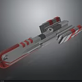 Futuristic Interstellar Spaceship 3D Model With Red And Gray Sections And Aerodynamic Structure