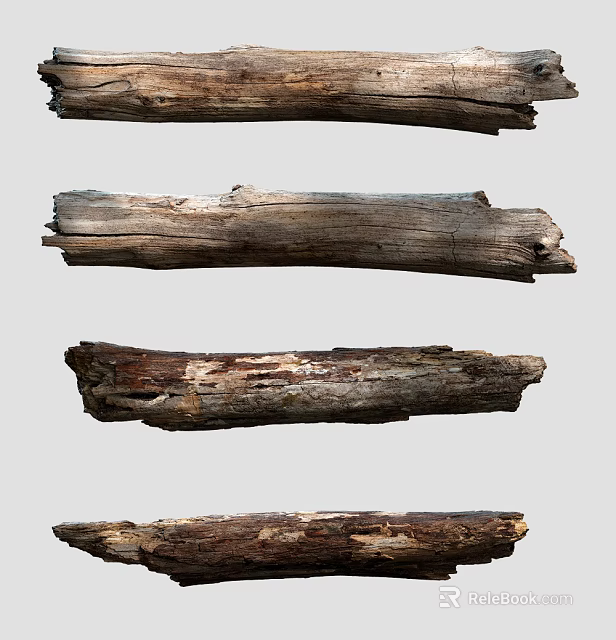 Natural Stone And Wood Elements With Rustic Texture For Decor Projects 3d model 
