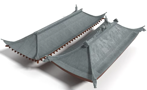 New Chinese Style Roof Tile Rubble Building Component Chinese Component Roof Door Head 3d model