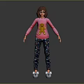 3D Character Wearing Pink Sweatshirt With Gingerbread Man Graphic And Floral Pants White Shoes