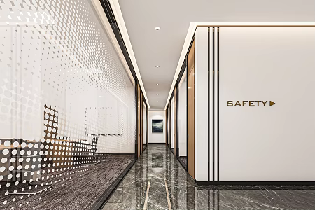 Modern Aisle Company Aisle Office Aisle Office Corridor Office Corridor Glass Partition 3d model