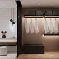 Modern Walk-in Closet Interior Design With Open Hanging Space And Storage Units