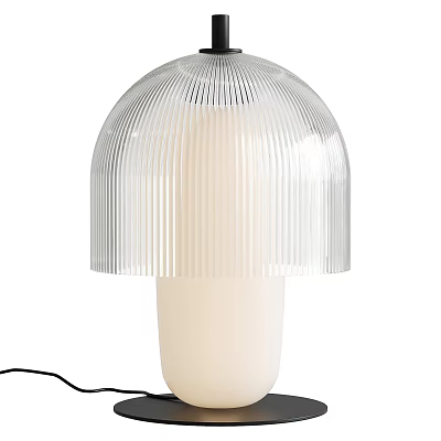 Modern Transparent Ribbed Shade Table Lamp With White Base And Soft Illumination 3d model