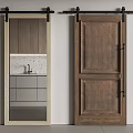 Modern Kitchen Interior Design With Glass And Wooden Sliding Doors