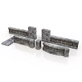 Wood and Stone Decorative Building Components Featuring Railings and Slabs