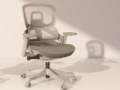 Ergonomic Mesh Back Gray Office Chair With Adjustable Armrests And Swivel Casters 3d model
