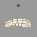 Modern Crystal Chandelier With Circular Brass Frame And Illuminated Crystal Elements