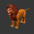 Cartoon Lion 3D Model With Red Mane Orange Body Vibrant Expression And Dark Background
