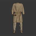 Loose Fit Beige Long Sleeve Robe With Belt And Matching Pants And Shoes