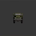 Military Camouflage Green Truck With Open Cargo Bed And Multi Wheel Design